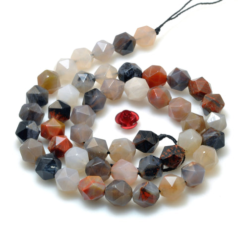 Natural Petrified Wood Agate star cut faceted nugget beads loose gemstone wholesale for jewelry making