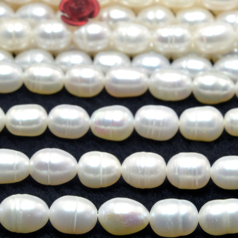 Natural White Freshwater Pearl smooth rice beads wholesale gemstone jewelry making diy bracelet necklace