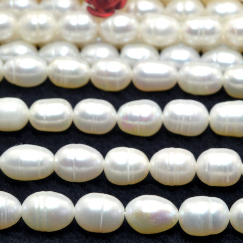 Natural White Freshwater Pearl smooth rice beads wholesale gemstone jewelry making diy bracelet necklace