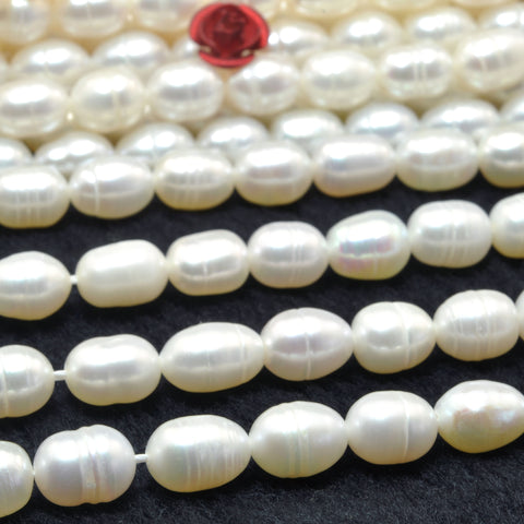 Natural White Freshwater Pearl smooth rice beads wholesale gemstone jewelry making diy bracelet necklace