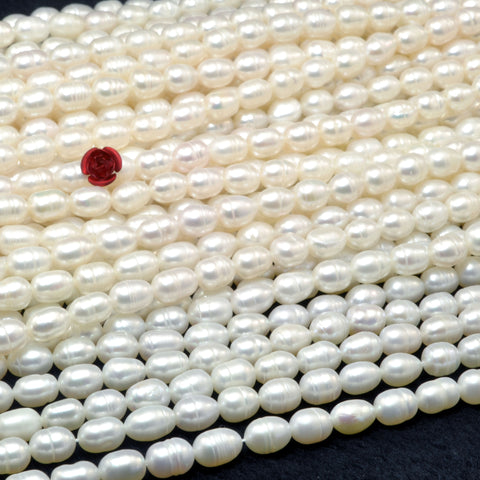 Natural White Freshwater Pearl smooth rice beads wholesale gemstone jewelry making diy bracelet necklace