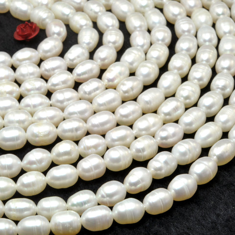 Natural White Freshwater Pearl smooth rice beads wholesale gemstone jewelry making diy bracelet necklace