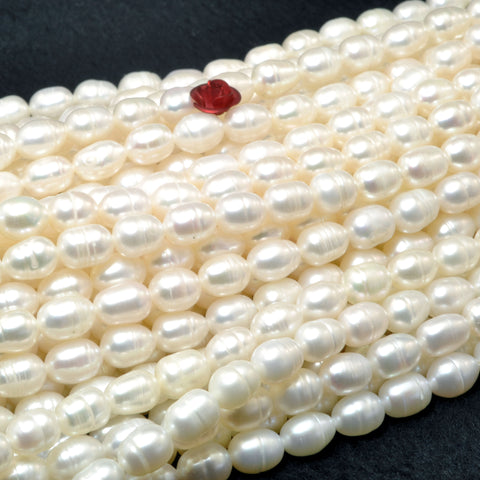 Natural White Freshwater Pearl smooth rice beads wholesale gemstone jewelry making diy bracelet necklace
