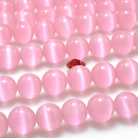 Pink Cat Eye Synthetic smooth round beads chatoyant cat eyes wholesale loose stones for jewelry making diy bracelet necklace