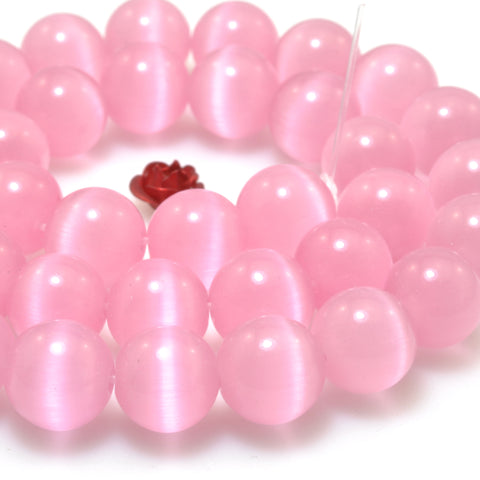Pink Cat Eye Synthetic smooth round beads chatoyant cat eyes wholesale loose stones for jewelry making diy bracelet necklace