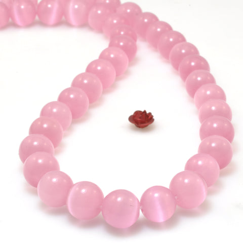 Pink Cat Eye Synthetic smooth round beads chatoyant cat eyes wholesale loose stones for jewelry making diy bracelet necklace