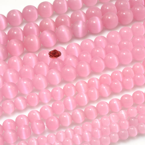 Pink Cat Eye Synthetic smooth round beads chatoyant cat eyes wholesale loose stones for jewelry making diy bracelet necklace