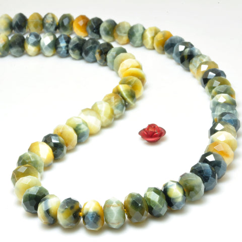 Natural Golden Blue Tiger Eye faceted rondelle beads gemstone wholesale jewelry making bracelet necklace DIY