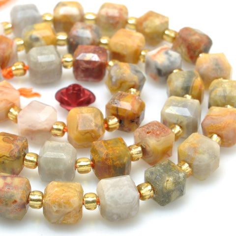 Natural Crazy Lace Agate faceted cube beads wholesale loose gemstone for jewelry making DIY bracelet