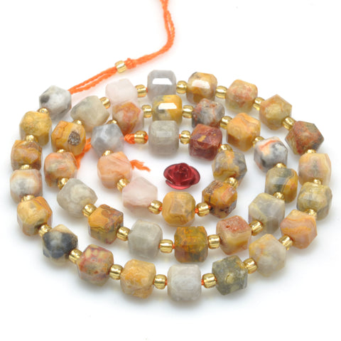 Natural Crazy Lace Agate faceted cube beads wholesale loose gemstone for jewelry making DIY bracelet