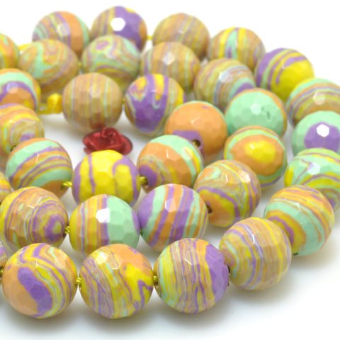 Yellow Malachite Synthetic Stone Faceted round beads wholesale loose gemstone for jewelry making diy bracelet necklace