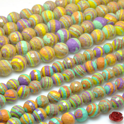 Yellow Malachite Synthetic Stone Faceted round beads wholesale loose gemstone for jewelry making diy bracelet necklace