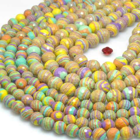 Yellow Malachite Synthetic Stone Faceted round beads wholesale loose gemstone for jewelry making diy bracelet necklace