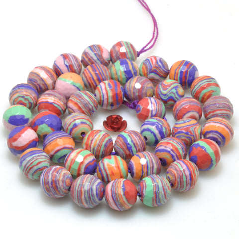 Red Malachite Synthetic Stone faceted round beads wholesale loose gemstone for jewelry making diy bracelet necklace