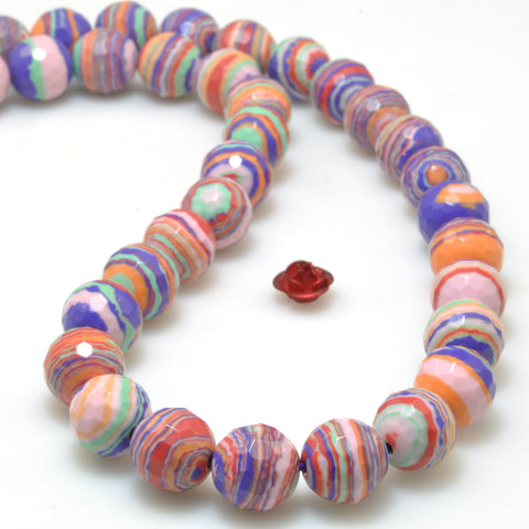 Red Malachite Synthetic Stone faceted round beads wholesale loose gemstone for jewelry making diy bracelet necklace