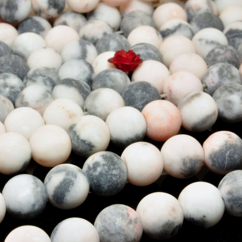 Natural Pink Zebra Jasper matte round loose beads wholesale gemstone for jewelry making bracelet design
