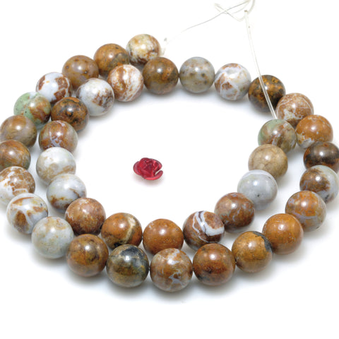 Natural African Opal Brwon Opal Stone smooth round beads gemstone wholesale for jewelry making diy bracelet necklace
