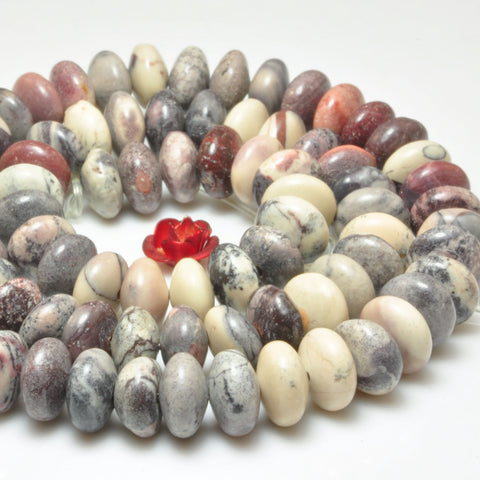 YesBeads Natural Porcelain jasper smooth rondelle beads gemstone wholesale jewelry making bracelet diy stuff