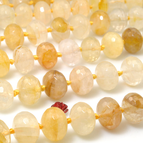 Natural Yellow Citrine Crystal Quartz faceted rondelle beads wholesale gemstone jewelry making diy bracelet necklace