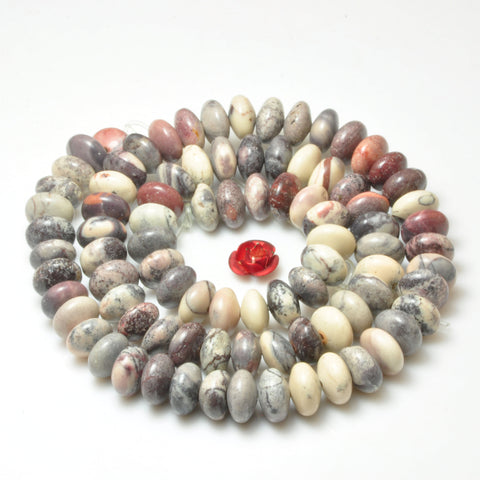 YesBeads Natural Porcelain jasper smooth rondelle beads gemstone wholesale jewelry making bracelet diy stuff
