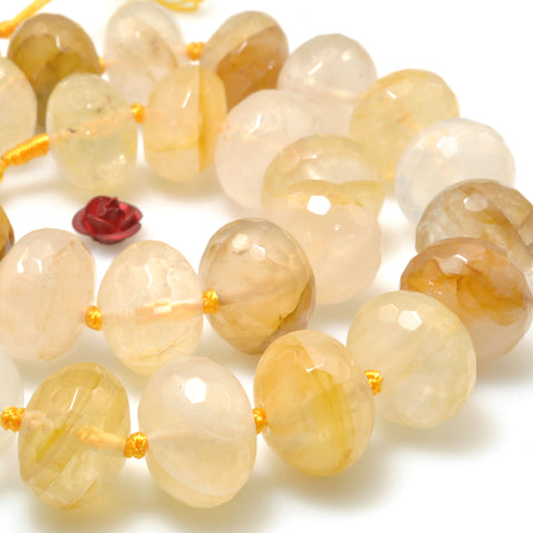 Natural Yellow Citrine Crystal Quartz faceted rondelle beads wholesale gemstone jewelry making diy bracelet necklace