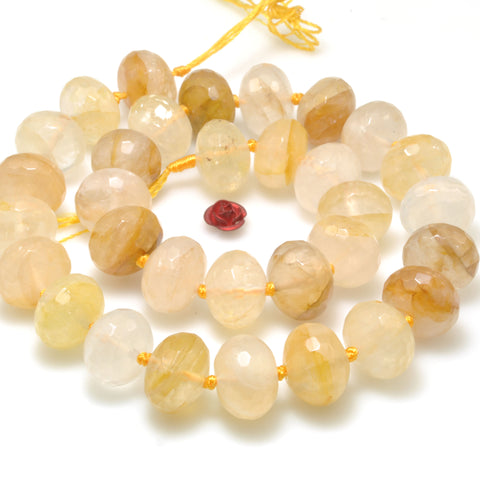 Natural Yellow Citrine Crystal Quartz faceted rondelle beads wholesale gemstone jewelry making diy bracelet necklace
