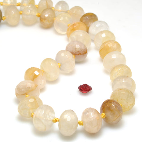 Natural Yellow Citrine Crystal Quartz faceted rondelle beads wholesale gemstone jewelry making diy bracelet necklace