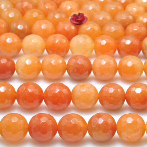 Natural Orange Red Aventurine Stone faceted round loose beads gemstone wholesale jewelry making diy bracelet necklace
