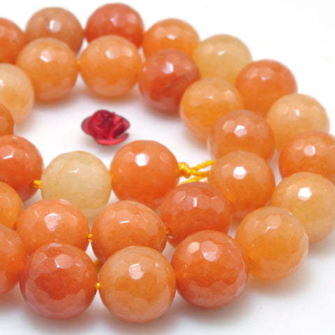 Natural Orange Red Aventurine Stone faceted round loose beads gemstone wholesale jewelry making diy bracelet necklace