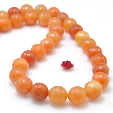 Natural Orange Red Aventurine Stone faceted round loose beads gemstone wholesale jewelry making diy bracelet necklace
