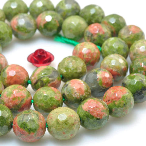 Natural Unakite stone faceted round loose beads wholesale gemstone jewelry making diy bracelet necklace
