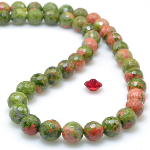 Natural Unakite stone faceted round loose beads wholesale gemstone jewelry making diy bracelet necklace