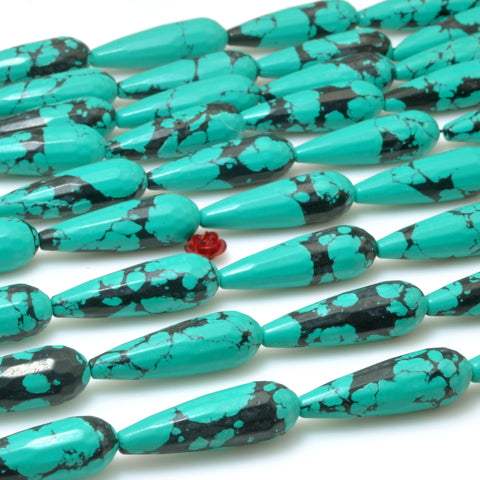 Green Turquoise Synthetic Stone faceted teardrop beads wholesale loose gemstones for jewelry making diy bracelet necklace