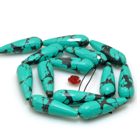 Green Turquoise Synthetic Stone faceted teardrop beads wholesale loose gemstones for jewelry making diy bracelet necklace