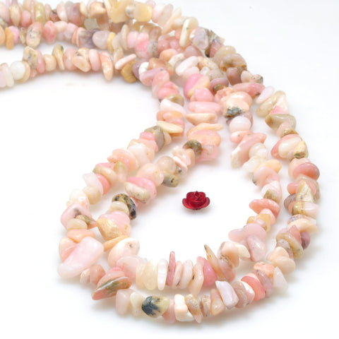 Natural Pink Opal stone smooth chip beads wholesale loose gemstone for jewelry making diy bracelet necklace