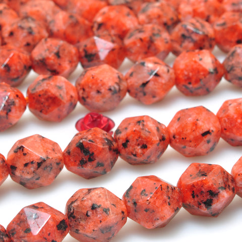 Red Granite stone star cut faceted nugget beads wholesale loose gemstones for jewelry making diy bracelet necklace Peach Fuzz