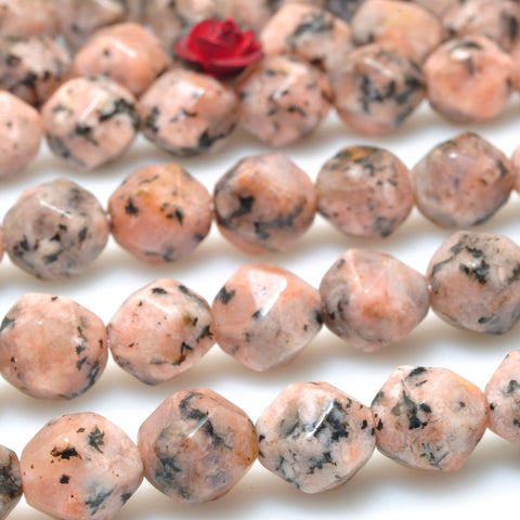 Pink Granite stone star cut faceted nugget beads wholesale loose gemstones for jewelry making diy bracelet necklace Peach Fuzz