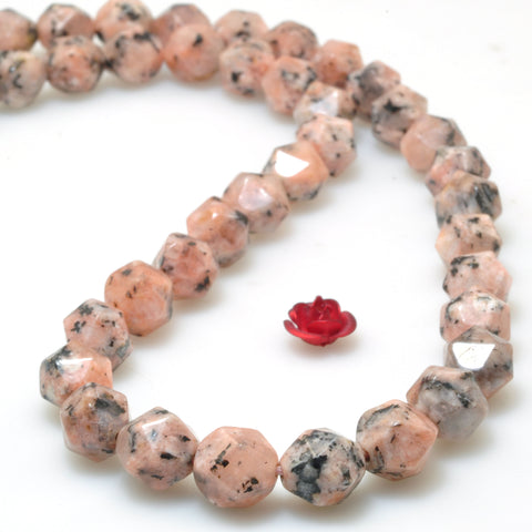 Pink Granite stone star cut faceted nugget beads wholesale loose gemstones for jewelry making diy bracelet necklace Peach Fuzz