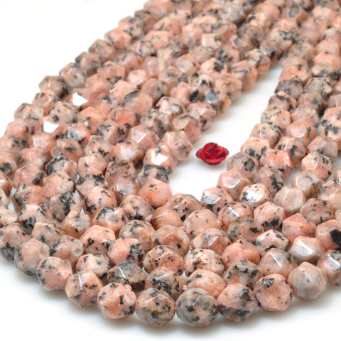 Pink Granite stone star cut faceted nugget beads wholesale loose gemstones for jewelry making diy bracelet necklace Peach Fuzz