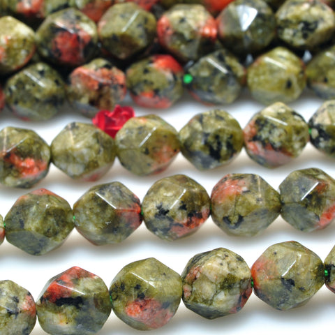 Green Granite stone star cut faceted nugget beads wholesale loose gemstones for jewelry making diy bracelet necklace