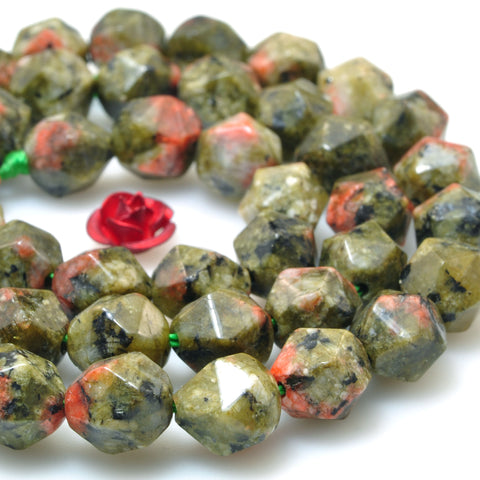 Green Granite stone star cut faceted nugget beads wholesale loose gemstones for jewelry making diy bracelet necklace
