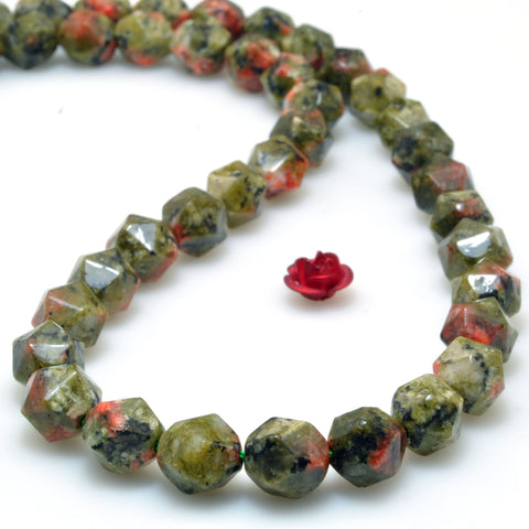 Green Granite stone star cut faceted nugget beads wholesale loose gemstones for jewelry making diy bracelet necklace