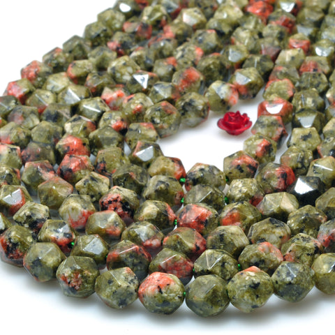 Green Granite stone star cut faceted nugget beads wholesale loose gemstones for jewelry making diy bracelet necklace