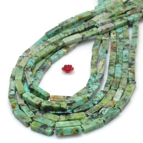 Natural African Turquoise Stone smooth rectangle tube beads green turquoise gemstone wholesale jewelry making diy bracelet necklace