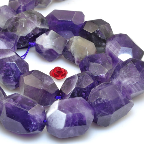 Natural Amethyst Stone faceted drum nugget chunks beads purple gemstone for jewelry making diy bracelet necklace