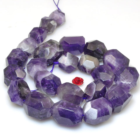 Natural Amethyst Stone faceted drum nugget chunks beads purple gemstone for jewelry making diy bracelet necklace