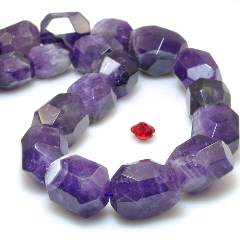 Natural Amethyst Stone faceted drum nugget chunks beads purple gemstone for jewelry making diy bracelet necklace