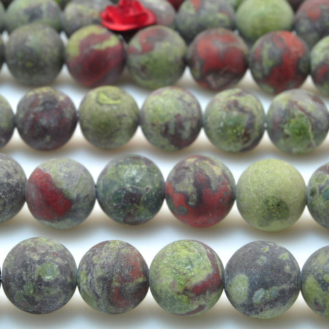 Natural Dragon Bloodstone matte round loose beads wholesale loose gemstone for jewelry making diy bracelet necklace design
