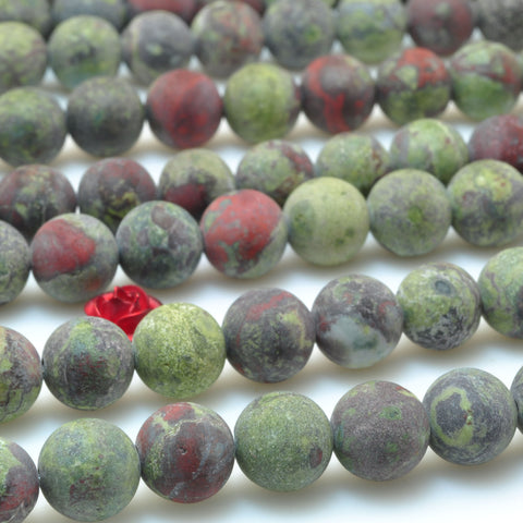 Natural Dragon Bloodstone matte round loose beads wholesale loose gemstone for jewelry making diy bracelet necklace design