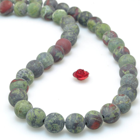 Natural Dragon Bloodstone matte round loose beads wholesale loose gemstone for jewelry making diy bracelet necklace design